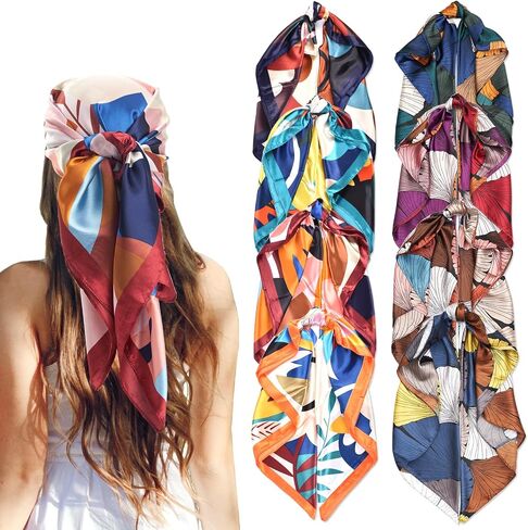 VLOMOT 8 قطعة 35 بوصة أوشحة رأس من الساتان للنساء ملمس حريري رأس باندانا للنساء أوشحة شعر أغطية رأس للنوم in Kuwait