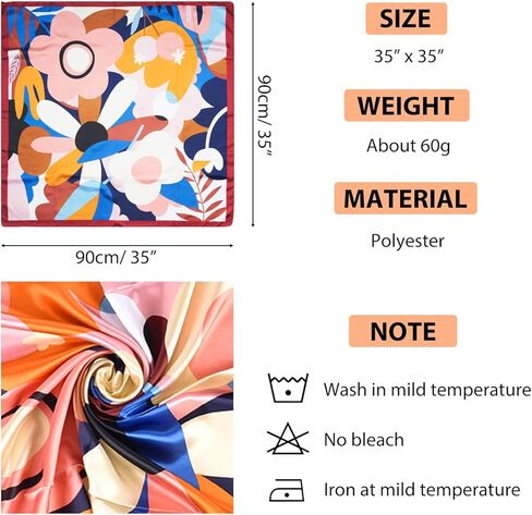 VLOMOT 8 قطعة 35 بوصة أوشحة رأس من الساتان للنساء ملمس حريري رأس باندانا للنساء أوشحة شعر أغطية رأس للنوم in Kuwait