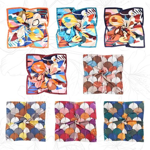 VLOMOT 8 قطعة 35 بوصة أوشحة رأس من الساتان للنساء ملمس حريري رأس باندانا للنساء أوشحة شعر أغطية رأس للنوم in Kuwait