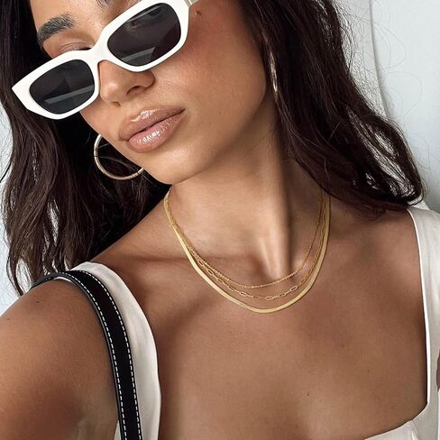 Choker Necklace for Women Dainty 14k Gold Plated Chunky Snake Chain Necklace Layered Gold Simple Trendy Gold Jewelry Gift for Girls in Kuwait