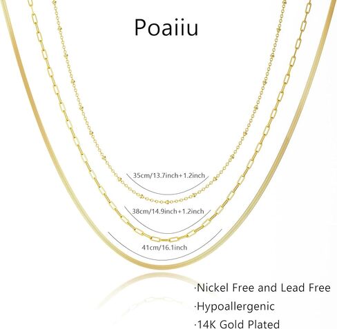 Choker Necklace for Women Dainty 14k Gold Plated Chunky Snake Chain Necklace Layered Gold Simple Trendy Gold Jewelry Gift for Girls in Kuwait