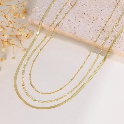 Choker Necklace for Women Dainty 14k Gold Plated Chunky Snake Chain Necklace Layered Gold Simple Trendy Gold Jewelry Gift for Girls in Kuwait