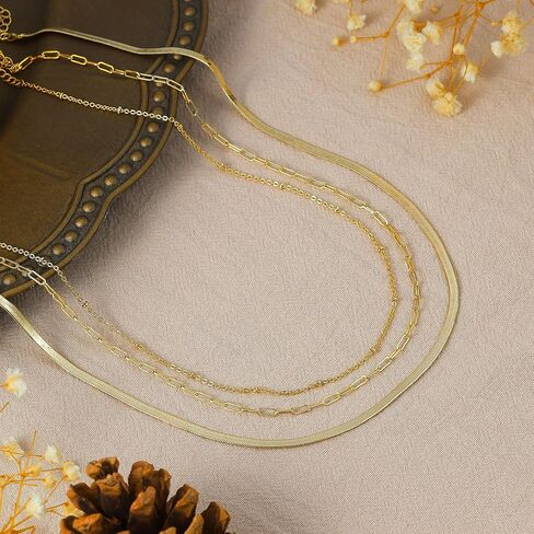 Choker Necklace for Women Dainty 14k Gold Plated Chunky Snake Chain Necklace Layered Gold Simple Trendy Gold Jewelry Gift for Girls in Kuwait