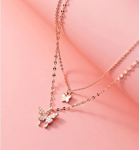 SLUYNZ 925 Sterling Silver CZ Butterfly Choker Necklace for Women Teen Girls Butterfly Layered Necklace Chain in Kuwait