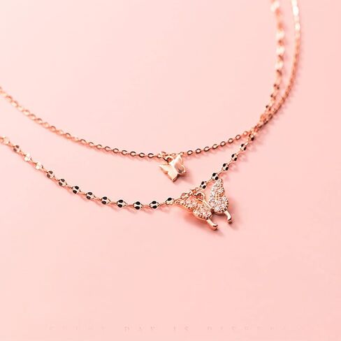 SLUYNZ 925 Sterling Silver CZ Butterfly Choker Necklace for Women Teen Girls Butterfly Layered Necklace Chain in Kuwait
