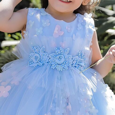 Butterfly Petal Flower Girl Tutu Dress for Kids Baby Wedding Pageant Ball Gowns First Communion Birthday Tulle Dresses in Kuwait