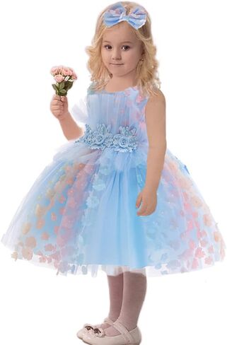 Butterfly Petal Flower Girl Tutu Dress for Kids Baby Wedding Pageant Ball Gowns First Communion Birthday Tulle Dresses in Kuwait
