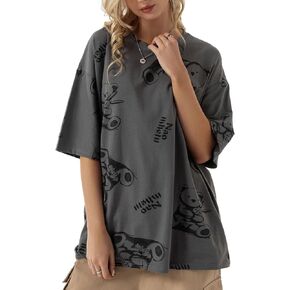 Casual Graphic Tees for Women Men T Shirts Short Sleeve Summer Bear Tops Loose Fit Cute Couple