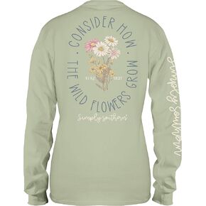 Simply Southern Youth | Consider How The Wild Flowers Grow | Stylish Girl’s Sage Green Relaxed-Fit Long Sleeve T-Shirt in Saudi Arabia