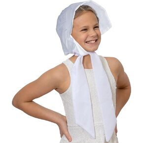 Skeleteen Colonial Pioneer Womens Bonnet - Revolutionary War White Pilgrim Women Bonnets Sun Hats Dress Up Costume Accessories