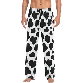 Brown White Cow Textures Pajama Pants for Men Lounge Pants with Pockets Drawstring Mens Pajama Bottoms Men Sleep PJ Pants