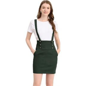 Allegra K Women's High Waist Suspender Adjustable Strap Party Pencil Braces Short Skirt Overalls