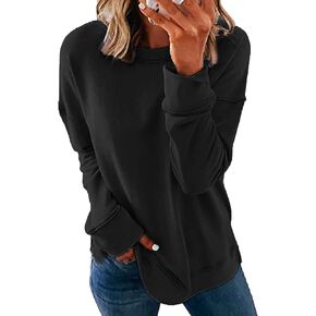 NEYOUQE Women Crewneck Pullover Sweatshirt Casual Fall Fashion Color Block Loose Long Sleeve Tops Plain Sweatshirts