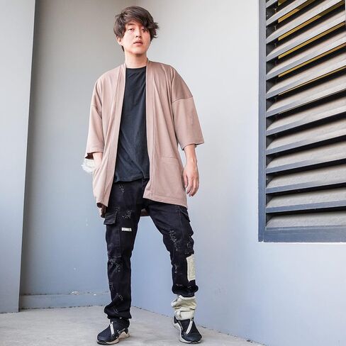 Men's Long Oversized Kimono Cardigan Noragi Japan Jacket Haori Man Yukata Coat in Saudi Arabia
