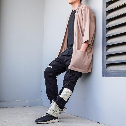 Men's Long Oversized Kimono Cardigan Noragi Japan Jacket Haori Man Yukata Coat in Saudi Arabia