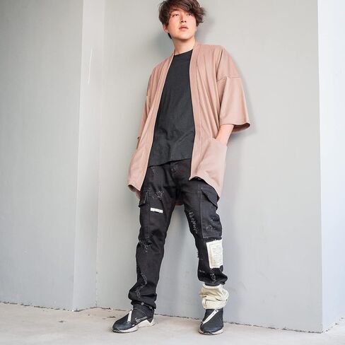 Men's Long Oversized Kimono Cardigan Noragi Japan Jacket Haori Man Yukata Coat in Saudi Arabia