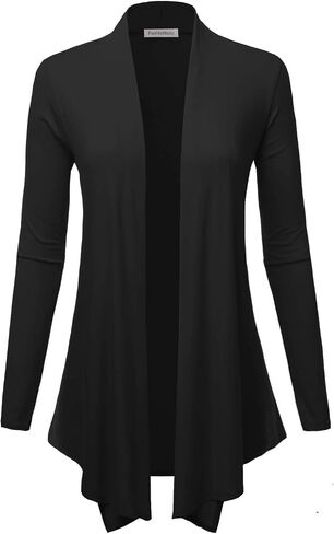 FASHIONOLIC Women's Drape Front Open Cardigan Long Sleeve (S-2X, Made in USA) in Kuwait