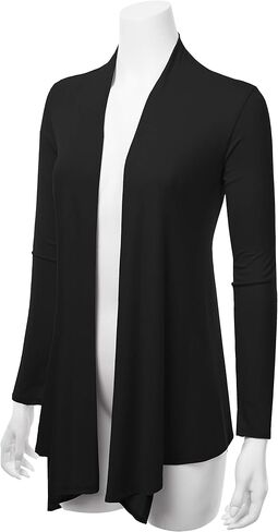 FASHIONOLIC Women's Drape Front Open Cardigan Long Sleeve (S-2X, Made in USA) in Kuwait