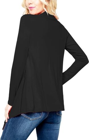 FASHIONOLIC Women's Drape Front Open Cardigan Long Sleeve (S-2X, Made in USA) in Kuwait