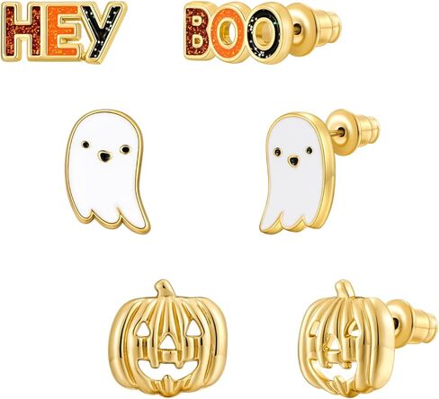 WOWORAMA Halloween Earrings Cute Pumpkin Earrings for Women Fun Crystal Pumpkin Stud Earrings Funny Smiling Face Pumpkin Drop Earrings Halloween Earrings Jewelry Gifts in Kuwait