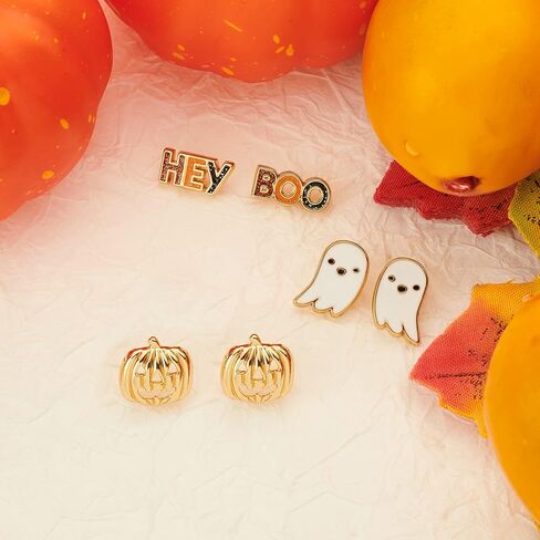 WOWORAMA Halloween Earrings Cute Pumpkin Earrings for Women Fun Crystal Pumpkin Stud Earrings Funny Smiling Face Pumpkin Drop Earrings Halloween Earrings Jewelry Gifts in Kuwait