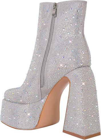 dollskiss Women'S Chunky Ankle Boots Thick High Heels Platform Shoes in Kuwait