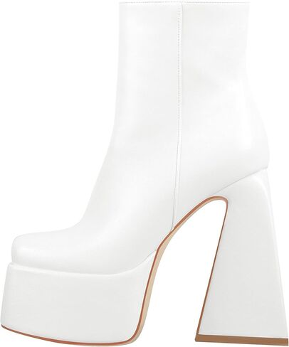 dollskiss Women'S Chunky Ankle Boots Thick High Heels Platform Shoes in Kuwait