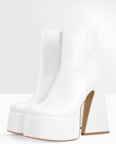 dollskiss Women'S Chunky Ankle Boots Thick High Heels Platform Shoes in Kuwait