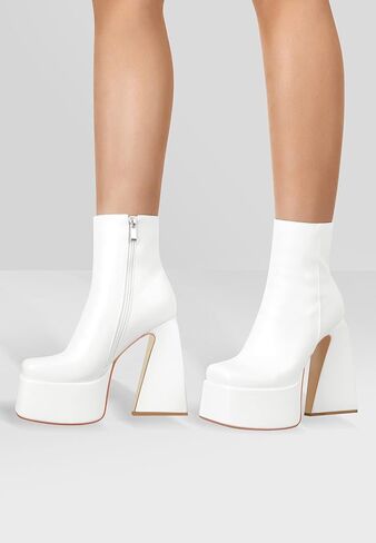 dollskiss Women'S Chunky Ankle Boots Thick High Heels Platform Shoes in Kuwait