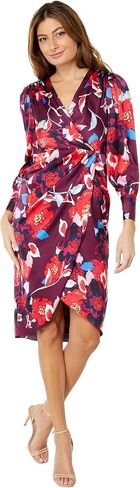 Maggy London Women's Plus Size V-Neck Surplus Bodice Faux Wrap High-Low Dress Event Occasion Guest of Wedding in Saudi Arabia