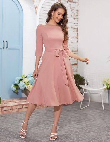 فستان كوكتيل نسائي عتيق من Wedtrend، مقاس 3/4 كم وفستان واسع بطول الشاي in Kuwait