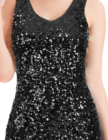 MANER Women's Sequin Dress Sparkly Glitter V-Neck Sleeveless Party Dress Club Cocktail Tank Dress in Kuwait