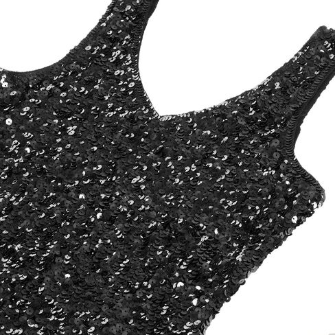 MANER Women's Sequin Dress Sparkly Glitter V-Neck Sleeveless Party Dress Club Cocktail Tank Dress in Kuwait