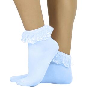 ToBeInStyle Women’s Beautiful Lace Ruffle Top Opaque Anklet Socks in Saudi Arabia