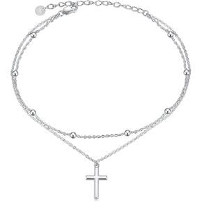 SHEAISRS 925 Sterling Silver Cat Butterfly Anklets Double Layered Chain for Girls Birthday Gifts Women Ankle Bracelet Summer Beach Dainty Jewelry in Saudi Arabia