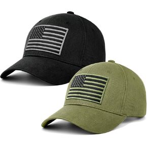 LCZTN 2 Pack American Flag Baseball Cap for Men Women,Low Profile USA Plain Dad Hat