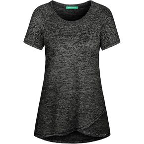 Kimmery Woman Raglan Sleeve Round Neck Irregular Hem Yoga Workout Shirt Sizes M-3XL in Saudi Arabia