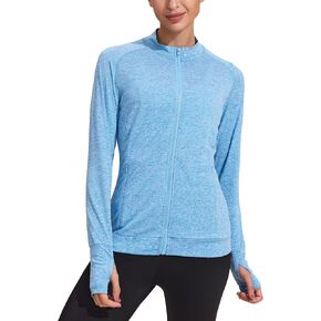 PINSPARK Lightweight Workout Jackets Womens Full Zip Slim Fit Athletic Running Jacket with Thumb Holes in Kuwait