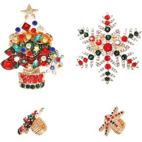 HEIDKRUEGER Christmas Stretch Rings Christmas Tree Winter Snowflake Santa Elastic Rings Festive Crystal Rhinestone Statement Finger Rings Holiday Jewelry for Women Girls Xmas Party