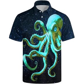 Men's Golf Shirts Moisture Wicking Quick Dry Performance Golf Polo Shirts for Men Fashion Print Short Sleeve Polo Shirts