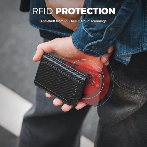 محفظة VULKIT Airtag للرجال، محفظة منبثقة بسيطة مع شريط نقود وحامل AirTag، محمية بتقنية RFID in Kuwait