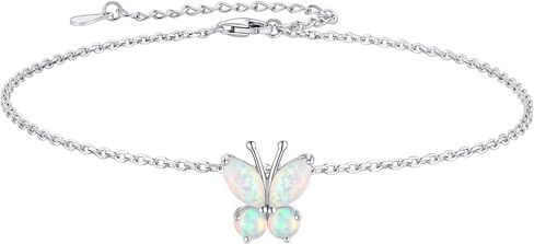 SILVERCUTE Butterfly Anklets for Women, S925 Foot Bracelet Birthstone Anklets Sterling Silver Adjustable Beach Anklet Length 8.5"-10.5" in Saudi Arabia