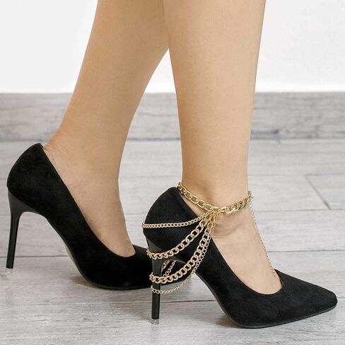 Campsis Punk Layered Anklets Gold Tassel Ankle Chain High heels Chain Bar NightClub Party Foot Chains Jewelry for Women and Girls(Pack of 1) in Saudi Arabia