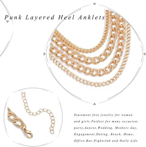 Campsis Punk Layered Anklets Gold Tassel Ankle Chain High heels Chain Bar NightClub Party Foot Chains Jewelry for Women and Girls(Pack of 1) in Saudi Arabia