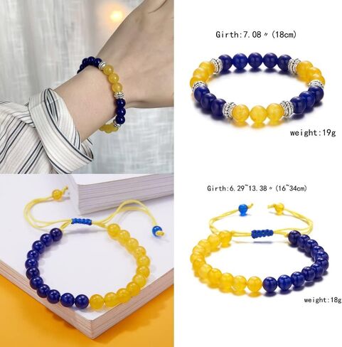 Pingyongchang Ukraine Flag Bracelet with Natural Crystal Bracelet Adjustable Bangles Set Ukrainian Yellow Blue Bracelet Hand Braided Bracelet for Men Women Kids Unisex in Saudi Arabia