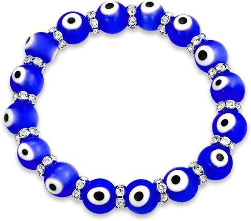 Bling Jewelry ColorfulTranslucent Turkish Glass Bead Good Luck Protection Evil Eye Stretch Bracelet For Women Teen Rondelle Crystal Spacer Stackable Protection More Colors in Saudi Arabia
