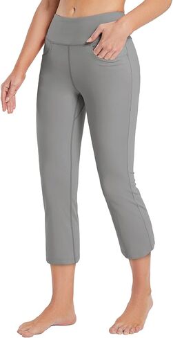 BALEAF Women's Capri Yoga Pants Casual Summer Pull On Stretch Capris Knit Leggings with Front Pockets in Saudi Arabia