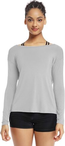 Muzniuer Women's Long Sleeve Workout Shirts Backless Yoga Shirts Cross Back Open Shirt in Kuwait