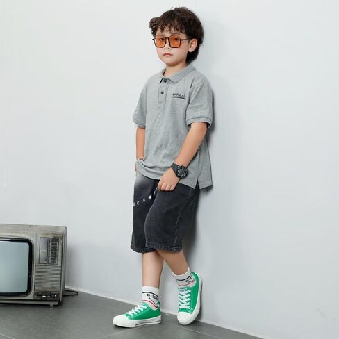 DSWED Kids Fashion Sneakers Boys Green Breathable Casual Low Top Canvas Shoes Girls Casual Walking School Shoes Students Little Kid Size 1.5 in Kuwait