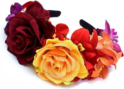 DreamLily Day of the Dead Headband Costume Rose Flower Crown Mexican Headpiece BC40 in Saudi Arabia